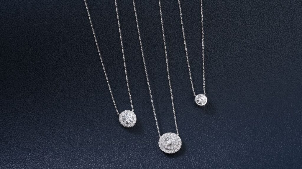 Fine pendant necklaces on a dark background